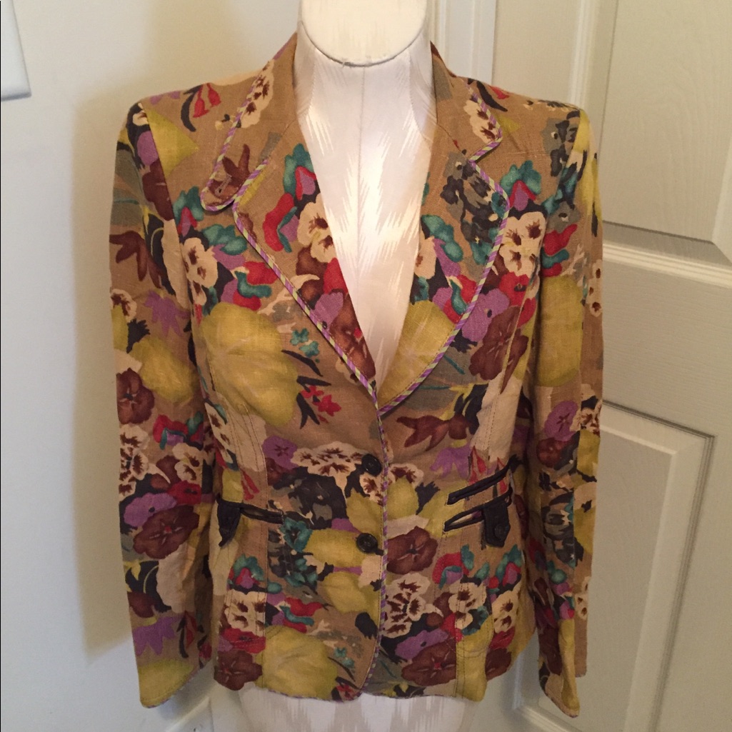 Etro Linen And Leather Women’s Jacket 42